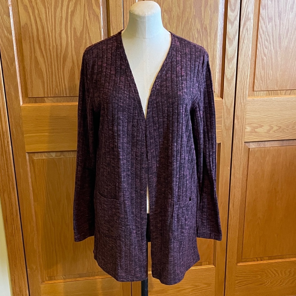 Love Ellie Open Cardigan Purple Textured Sweater